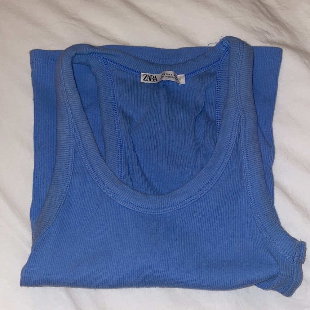 Zara Blue Ribbed Tank Top - Picture 8 of 8